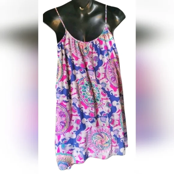 Lilly Pulitzer L Multicolor Silk Dress Resortwear Tomato Girl Quiet Luxury - Picture 4 of 7